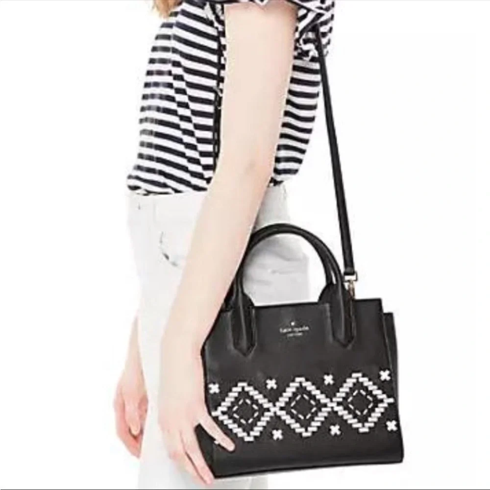 Kate Spade Merriweather Black & White Flynn Satchel